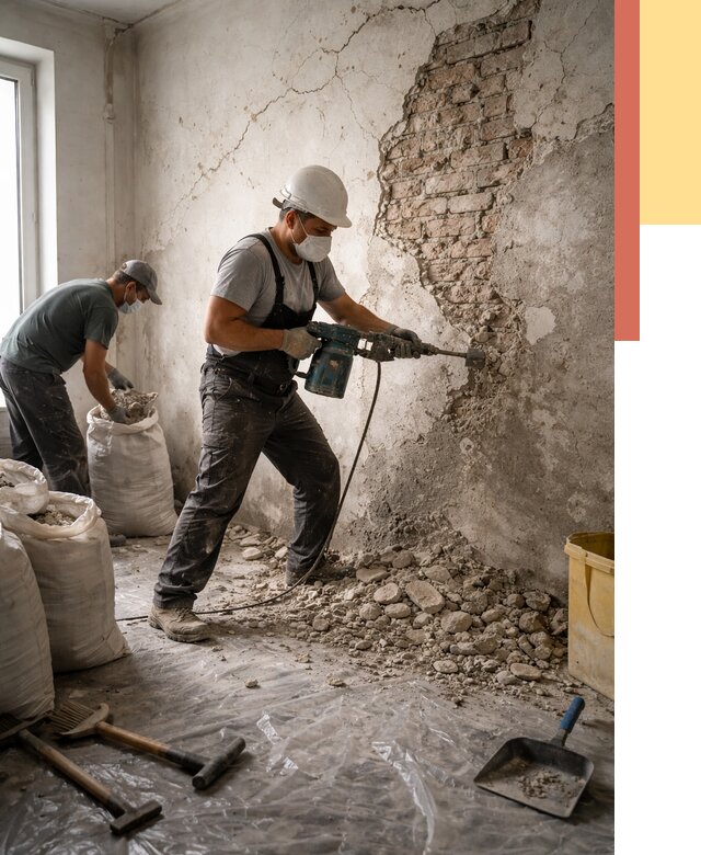 Демонтаж штукатурки со стен в Сорочинске от 7436 руб/м² — быстро и недорого | ОТДЕЛОЧНИК-Срч