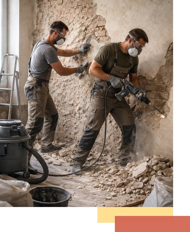 Демонтаж штукатурки со стен в Сорочинске быстро и аккуратно