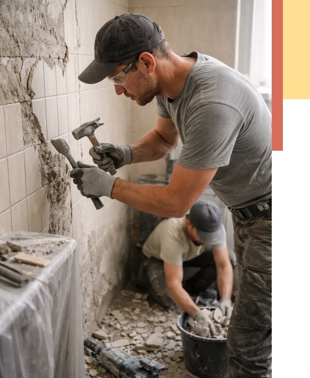 Демонтаж плитки со стен в Сорочинске от 878 руб. — быстро и недорого | ОТДЕЛОЧНИК-Срч