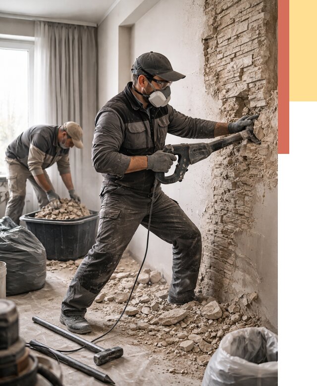 Демонтаж декоративного камня в Сорочинске от 1498 руб/м² — быстро и недорого | ОТДЕЛОЧНИК-Срч