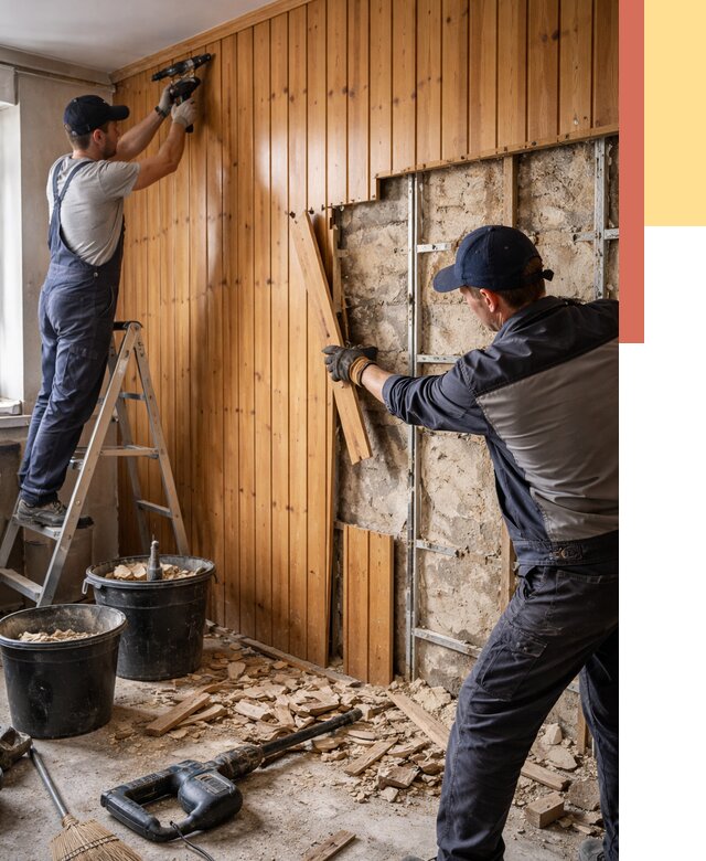 Демонтаж вагонки со стен в Сорочинске от 1498 руб. — снятие, удаление, срочно | ОТДЕЛОЧНИК-Срч