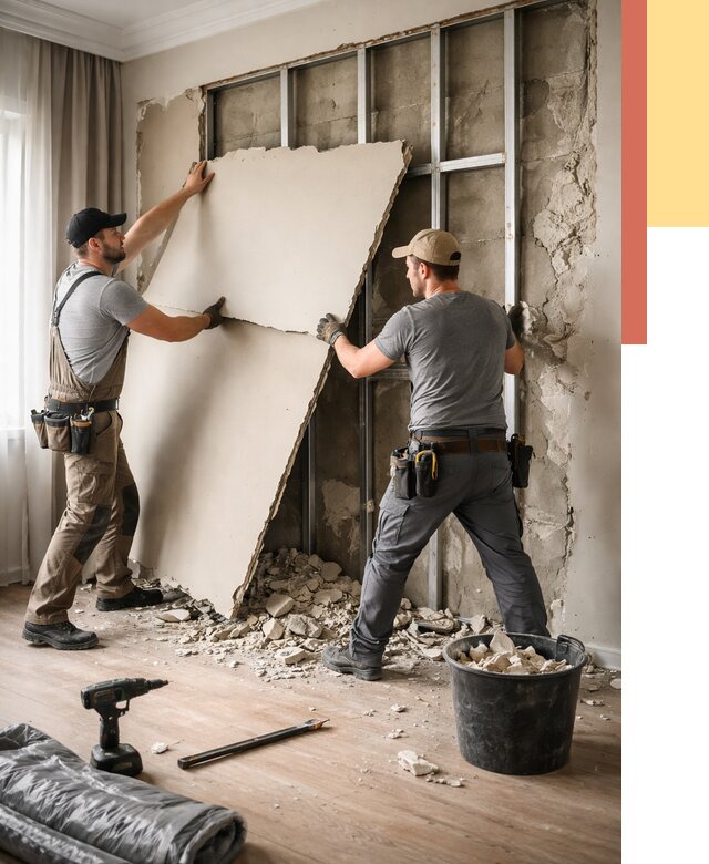 Демонтаж гипсокартона со стен в Сорочинске от 361 руб. — услуги демонтажа | ОТДЕЛОЧНИК-Срч