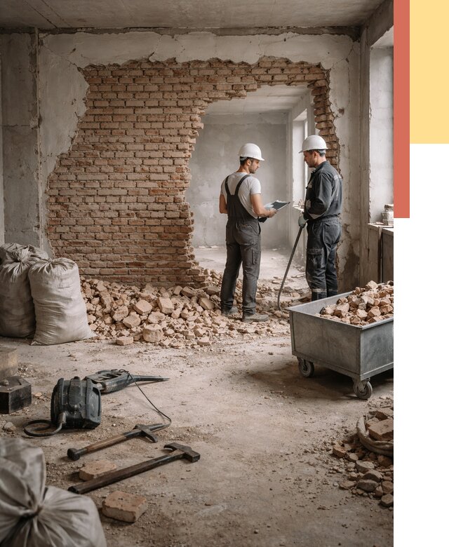 Демонтаж кирпичных стен в Сорочинске от 4338 руб. — быстро, недорого, под ключ | ОТДЕЛОЧНИК-Срч