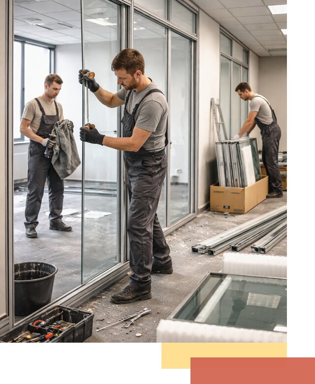 Демонтаж стеклянных перегородок в Сорочинске быстро и безопасно