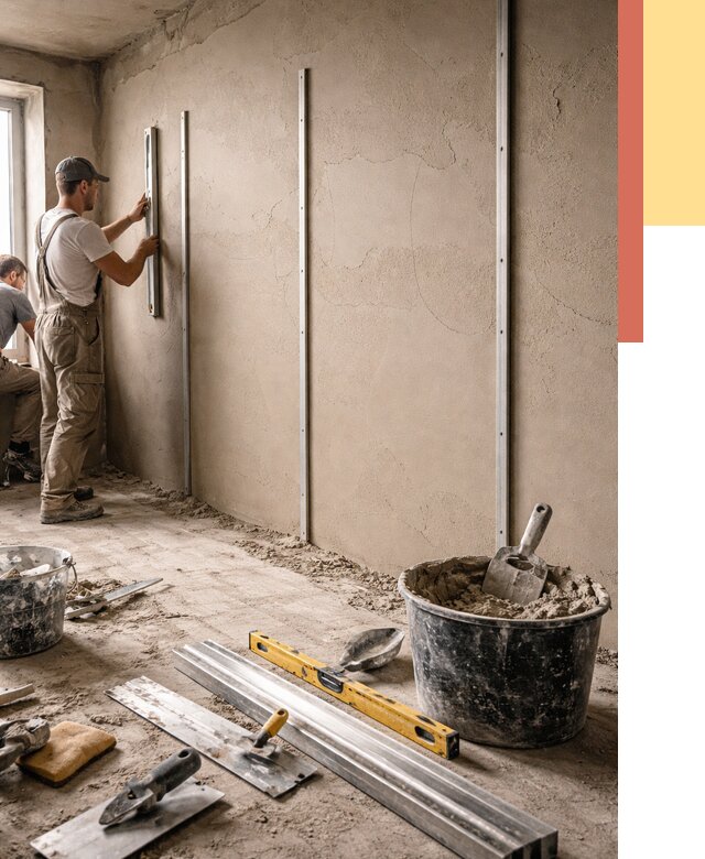 Штукатурка стен по маякам в Сорочинске от 5680 руб./м² — выравнивание под ключ | ОТДЕЛОЧНИК-Срч