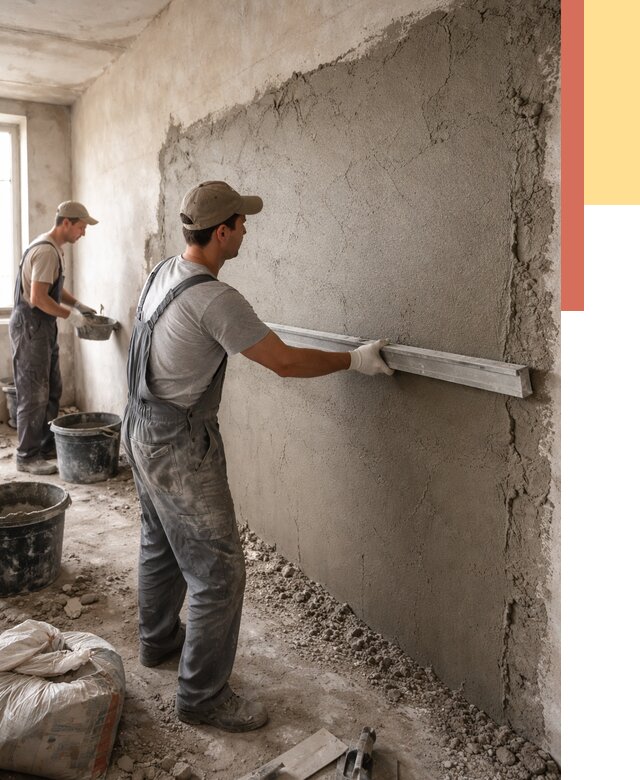 Цементная штукатурка стен в Сорочинске от 4648 руб/м2 — быстро и недорого | ОТДЕЛОЧНИК-Срч