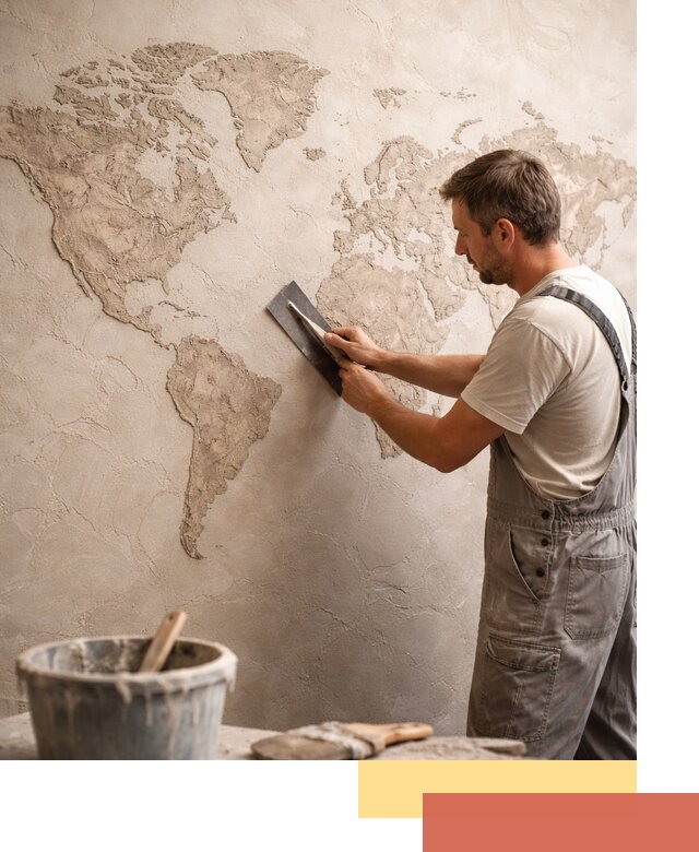 Декоративная штукатурка «Карта мира» под ключ в Сорочинске