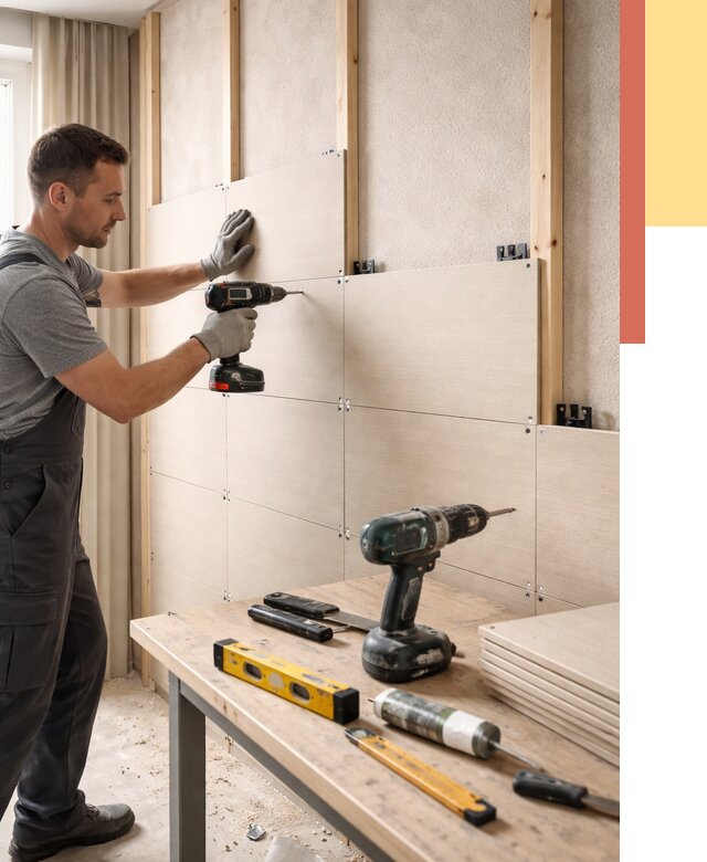 Монтаж МДФ панелей на стены в Сорочинске от 1291 руб. под ключ | ОТДЕЛОЧНИК-Срч