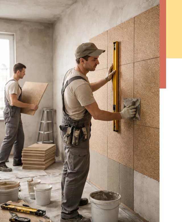 Монтаж пробковых панелей на стены в Сорочинске от 3615 руб. — ОТДЕЛОЧНИК-Срч