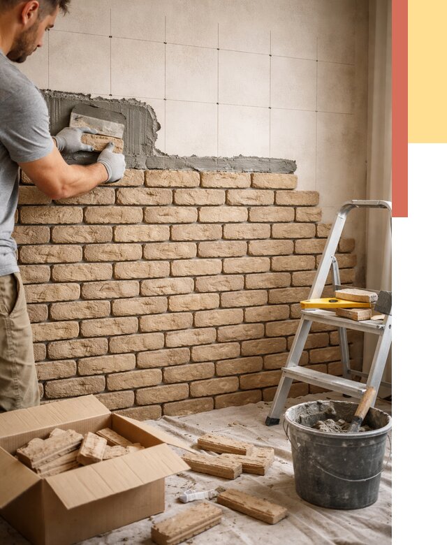 Монтаж декоративного кирпича в Сорочинске от 3305 руб./м² — быстро и недорого | ОТДЕЛОЧНИК-Срч