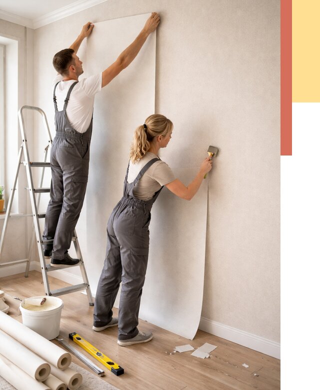 Поклейка флизелиновых обоев в Сорочинске от 6197 руб. | Быстро и недорого — ОТДЕЛОЧНИК-Срч