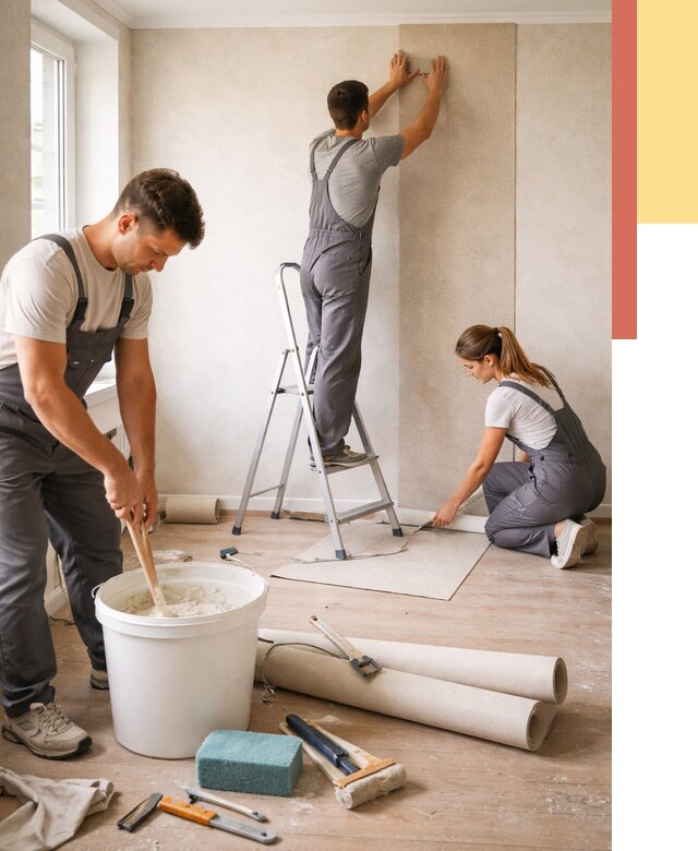 Оклейка стен обоями в Сорочинске от 3615 руб/м2 — быстро и недорого | ОТДЕЛОЧНИК-Срч