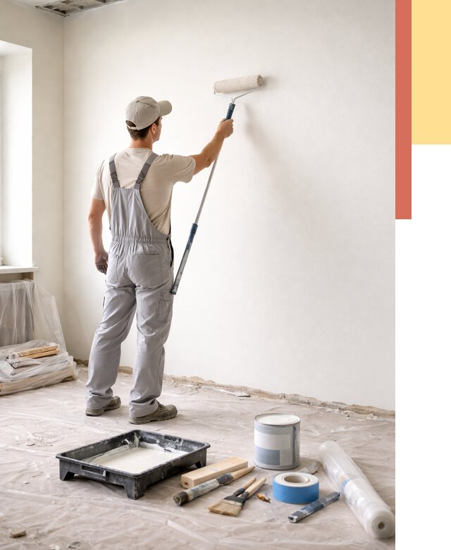 Покраска стен водоэмульсионной краской в Сорочинске от 465 руб. за м² | ОТДЕЛОЧНИК-Срч