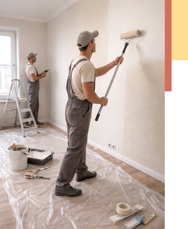 Покраска стен акриловой краской в Сорочинске от 3615 руб./м² — быстро и недорого | ОТДЕЛОЧНИК-Срч