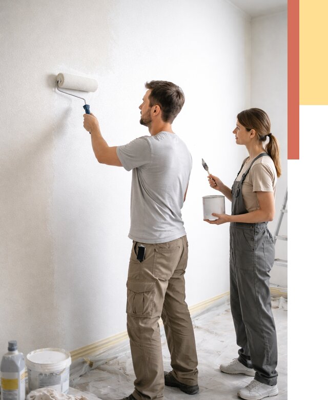 Окраска стен по стеклохолсту в Сорочинске от 4648 руб/м² под ключ | ОТДЕЛОЧНИК-Срч