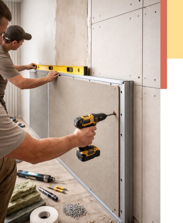 Шумоизоляция стен панелями ЗИПС в Сорочинске от 2272 руб./м² под ключ | ОТДЕЛОЧНИК-Срч