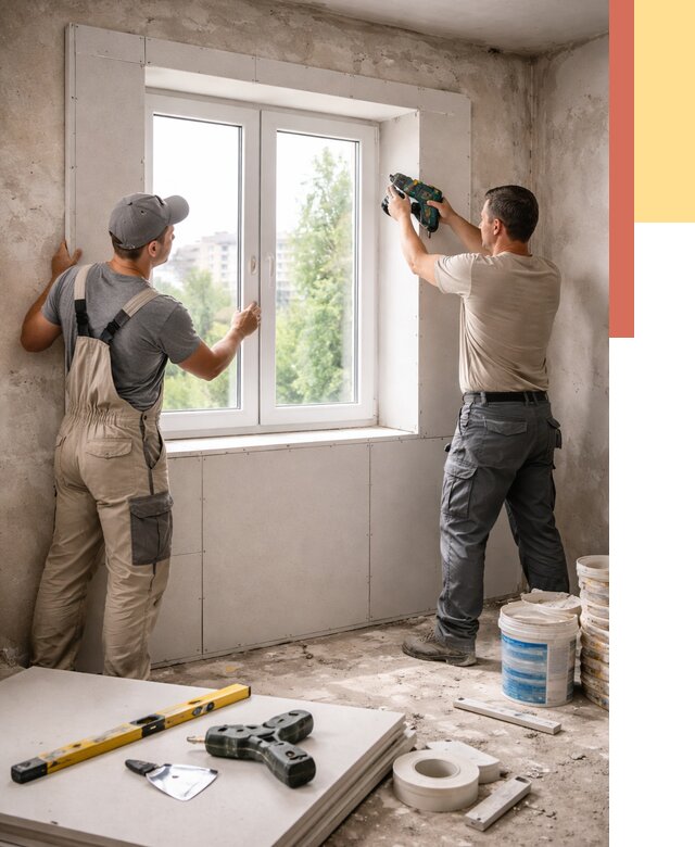 Монтаж откосов из гипсокартона в Сорочинске от 4648 руб. под ключ | ОТДЕЛОЧНИК-Срч