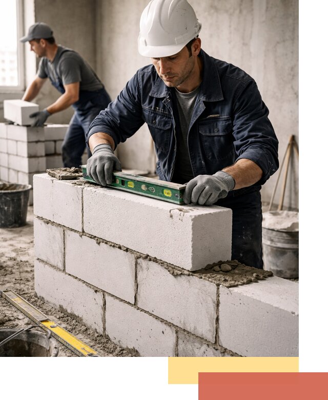 Кладка перегородок из пеноблока под ключ в Сорочинске