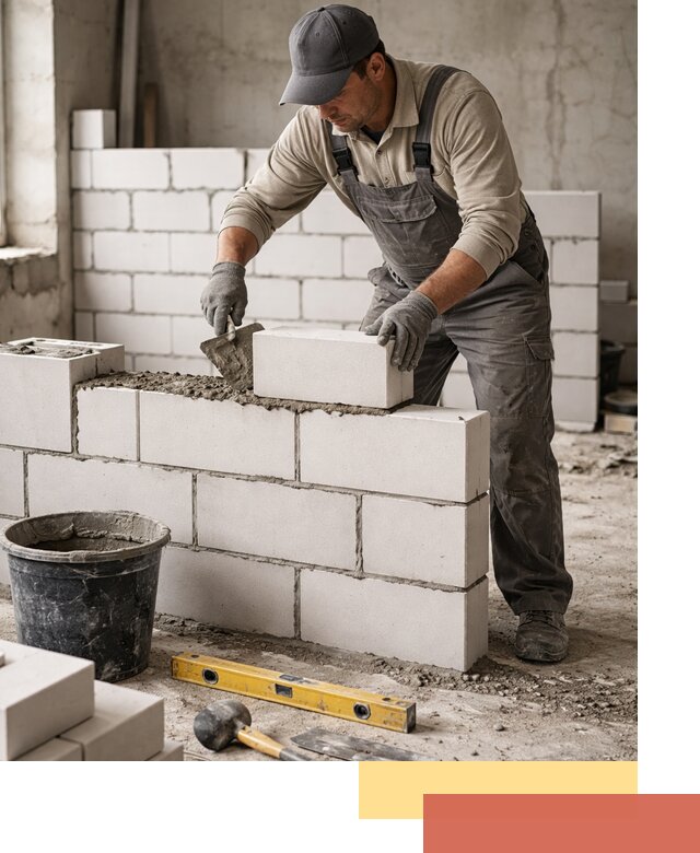 Кладка перегородок из силикатного блока в Сорочинске