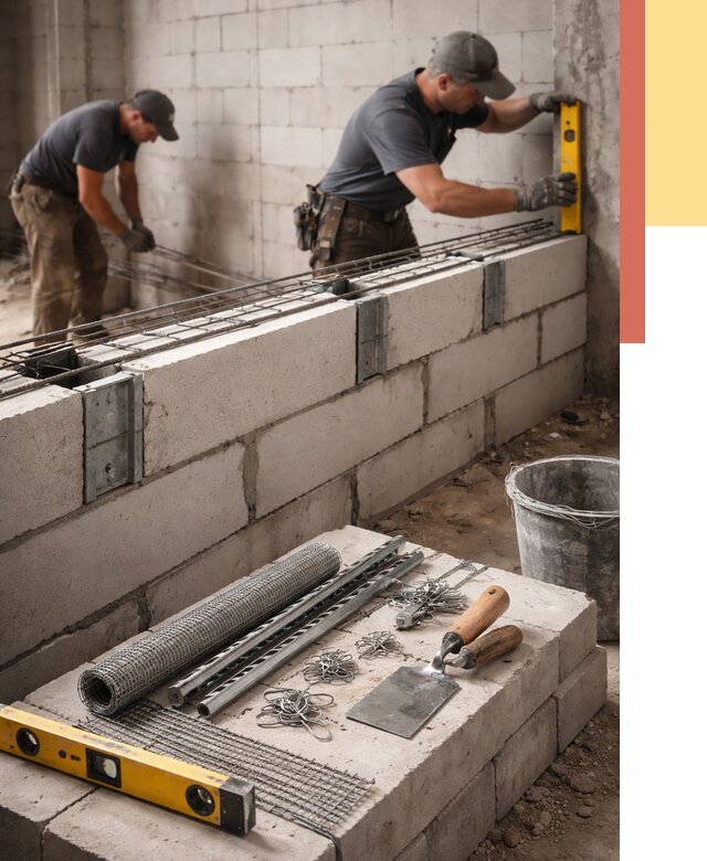 Армирование кладки перегородок в Сорочинске от 775 руб. под ключ | ОТДЕЛОЧНИК-Срч