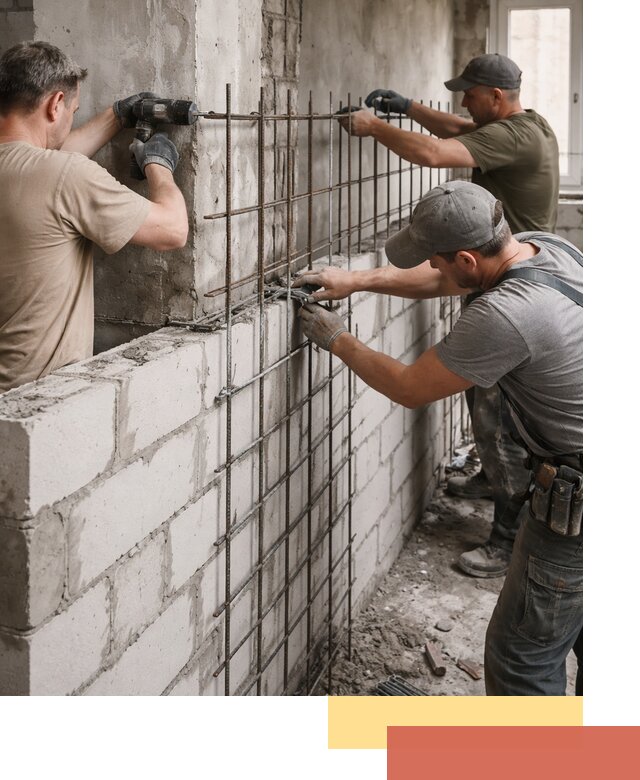 Армирование кладки перегородок в Сорочинске профессионально и надёжно