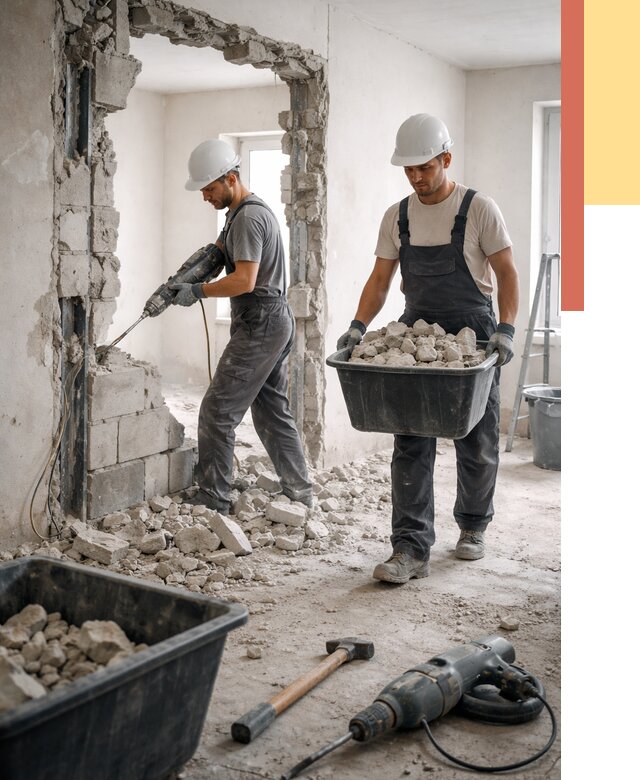 Демонтаж блоковых перегородок в Сорочинске от 3873 руб. — быстро и недорого | ОТДЕЛОЧНИК-Срч