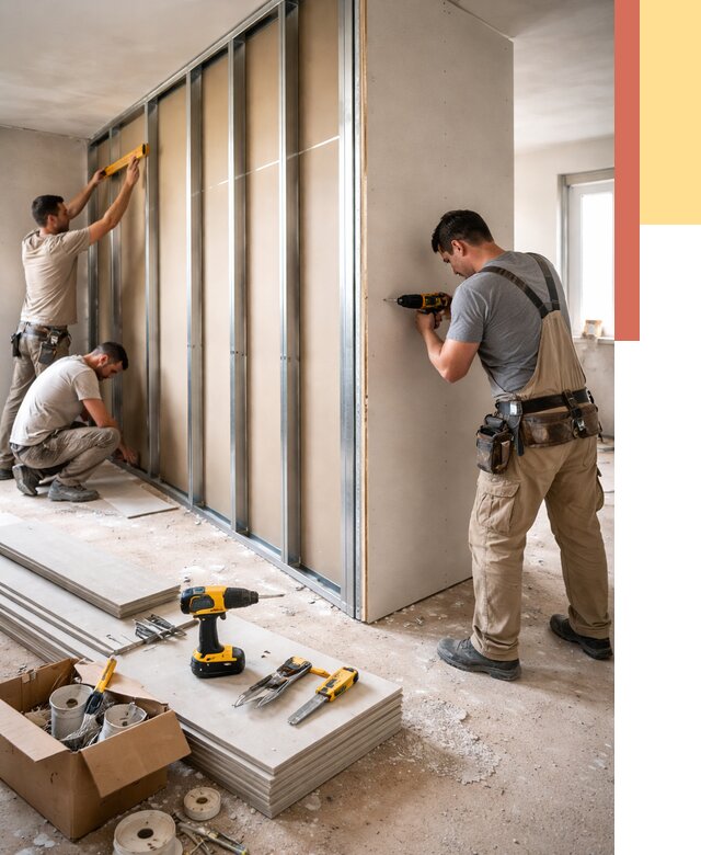 Монтаж однослойной перегородки из гипсокартона в Сорочинске от 671 руб. | ОТДЕЛОЧНИК-Срч