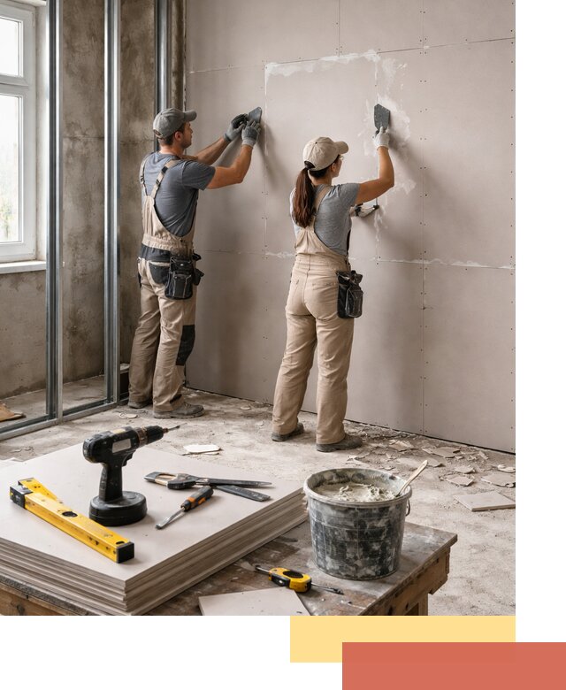 Монтаж двухслойной перегородки из гипсокартона в Сорочинске