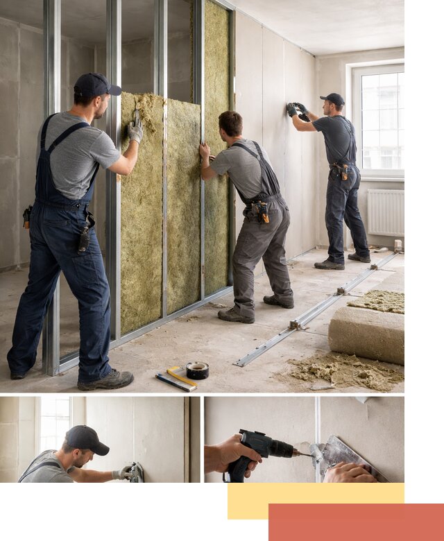 Перегородка из гипсокартона с шумоизоляцией в Сорочинске — монтаж под ключ