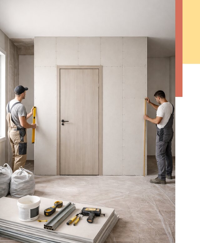 Перегородка из гипсокартона с дверью в Сорочинске от 4648 руб. под ключ | ОТДЕЛОЧНИК-Срч