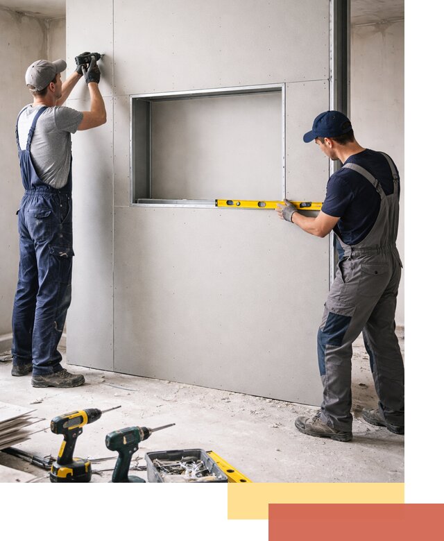 Перегородка из гипсокартона с нишей под декор в Сорочинске