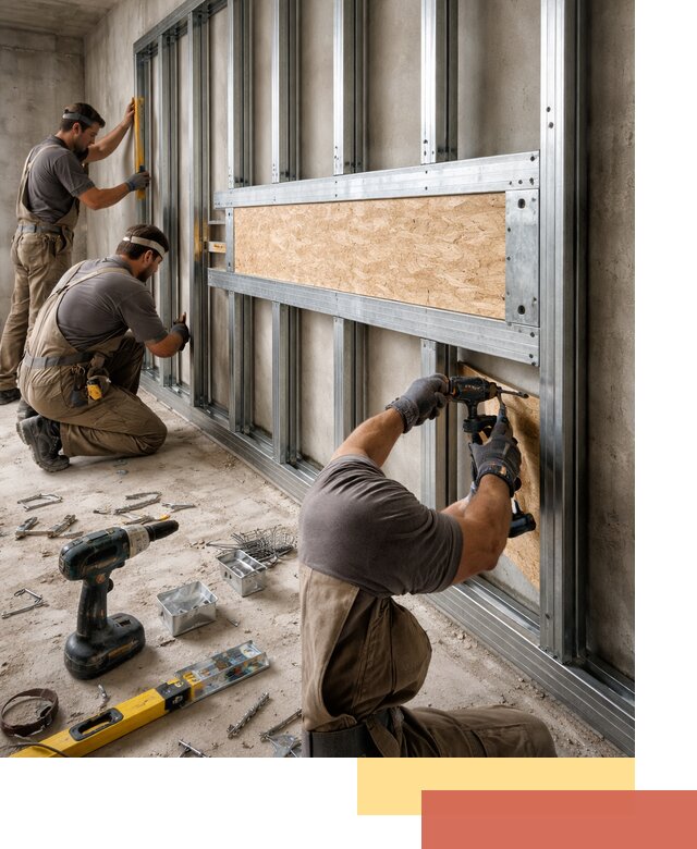 Усиленная перегородка для крепления тяжёлых конструкций в Сорочинске