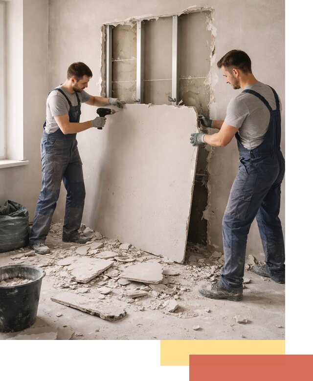 Демонтаж перегородки из гипсокартона в Сорочинске быстрый и аккуратный