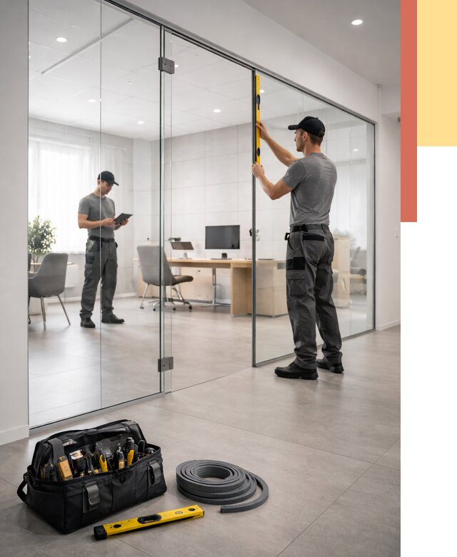 Цельностеклянные перегородки под ключ в Сорочинске от 9812 руб. — монтаж и цены | ОТДЕЛОЧНИК-Срч