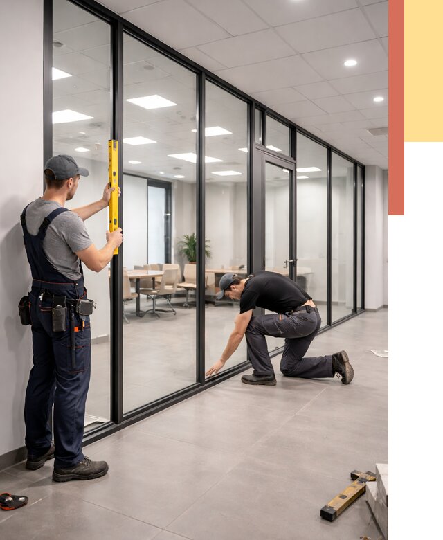 Каркасные стеклянные перегородки в Сорочинске под ключ от 9502 руб. | ОТДЕЛОЧНИК-Срч