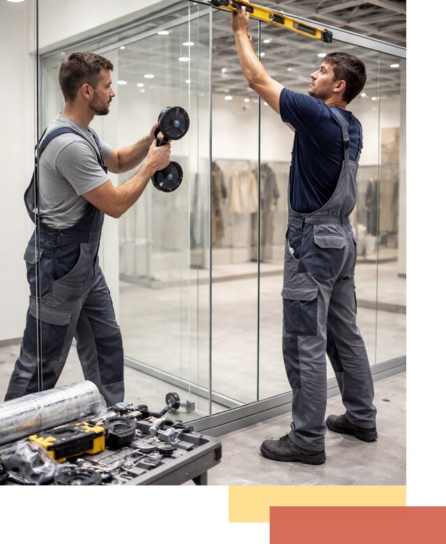 Стеклянные перегородки для магазинов в Сорочинске — монтаж и установка