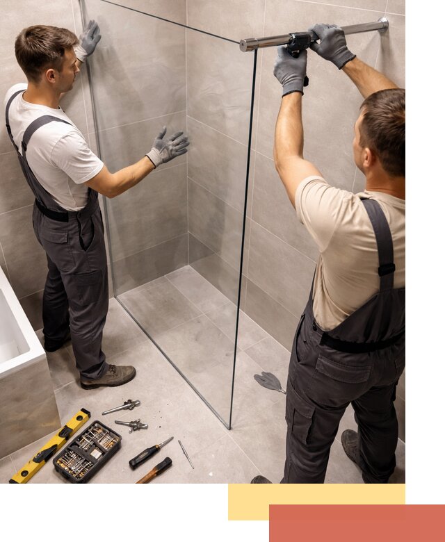 Стеклянные перегородки для душа в Сорочинске — изготовление и монтаж