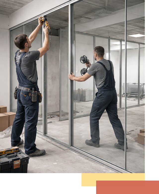 Алюминиевые перегородки со стеклом в Сорочинске — изготовление и монтаж