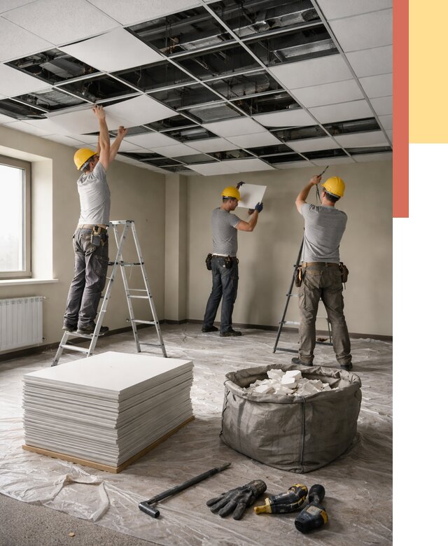 Демонтаж потолка Армстронг в Сорочинске от 4648 руб. быстро и недорого | ОТДЕЛОЧНИК-Срч