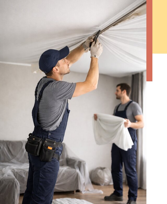 Демонтаж натяжного потолка в Сорочинске от 4648 руб. — снятие и разбор под ключ | ОТДЕЛОЧНИК-Срч