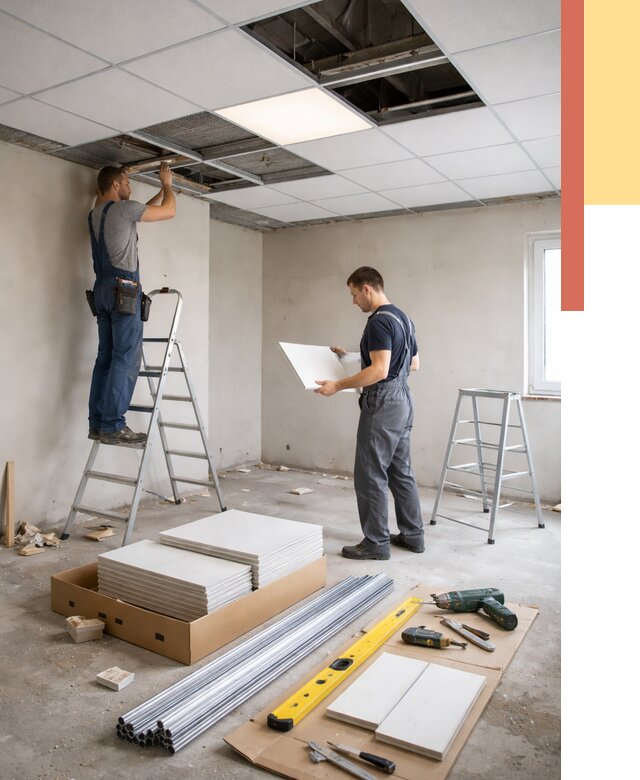 Монтаж потолка армстронг в Сорочинске от 4648 руб/м2 — быстрая установка под ключ | ОТДЕЛОЧНИК-Срч