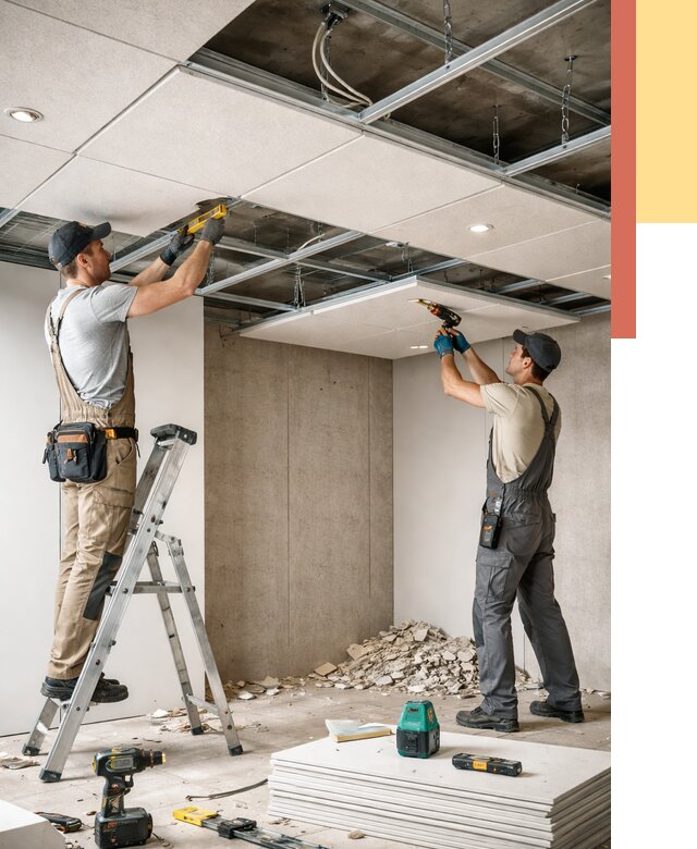 Монтаж акустического потолка в Сорочинске от 6713 руб/м2 — быстро и недорого | ОТДЕЛОЧНИК-Срч