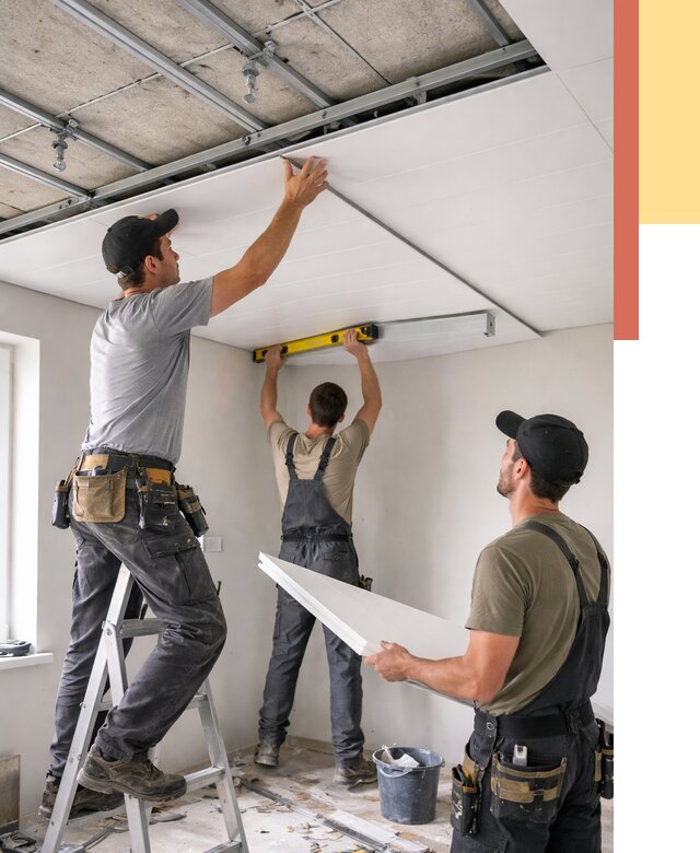 Монтаж потолка из ПВХ панелей в Сорочинске от 3615 руб./м2 — быстро и недорого | ОТДЕЛОЧНИК-Срч