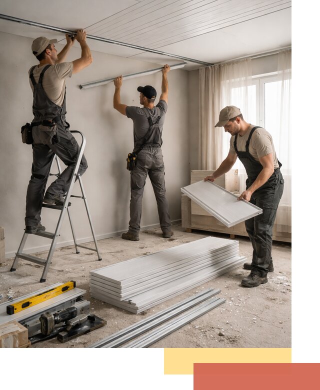 Монтаж потолка из ПВХ панелей в Сорочинске оперативно и качественно