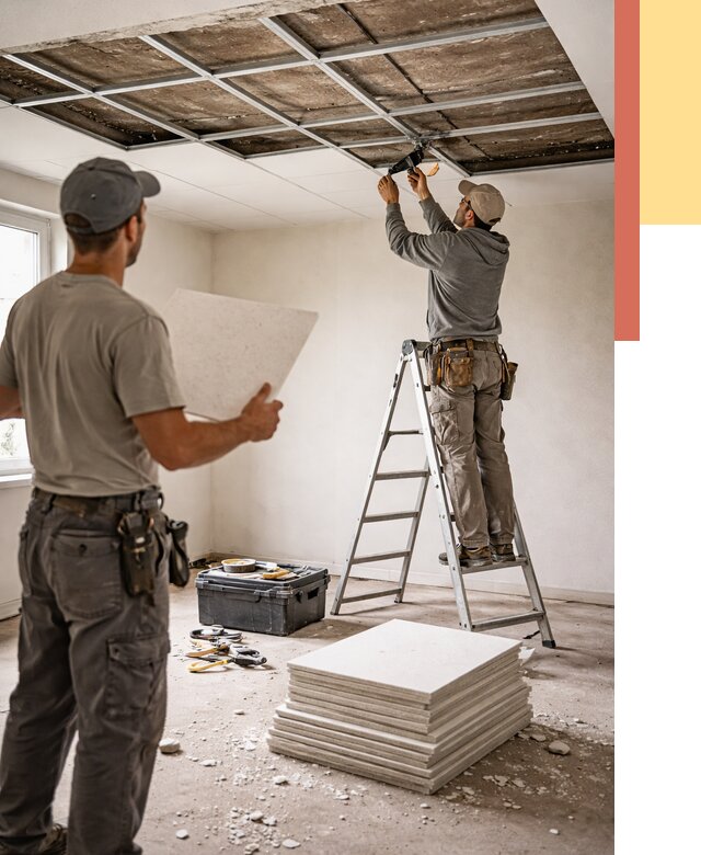 Замена плит подвесного потолка в Сорочинске от 1807 руб. быстро и недорого | ОТДЕЛОЧНИК-Срч