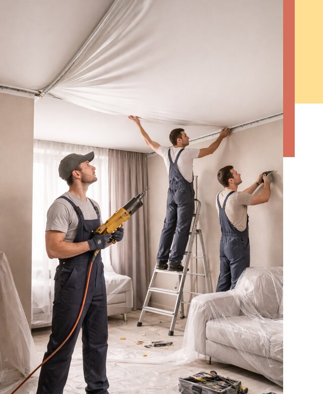 Установка натяжного потолка в Сорочинске от 4648 руб. | Быстро и недорого — ОТДЕЛОЧНИК-Срч