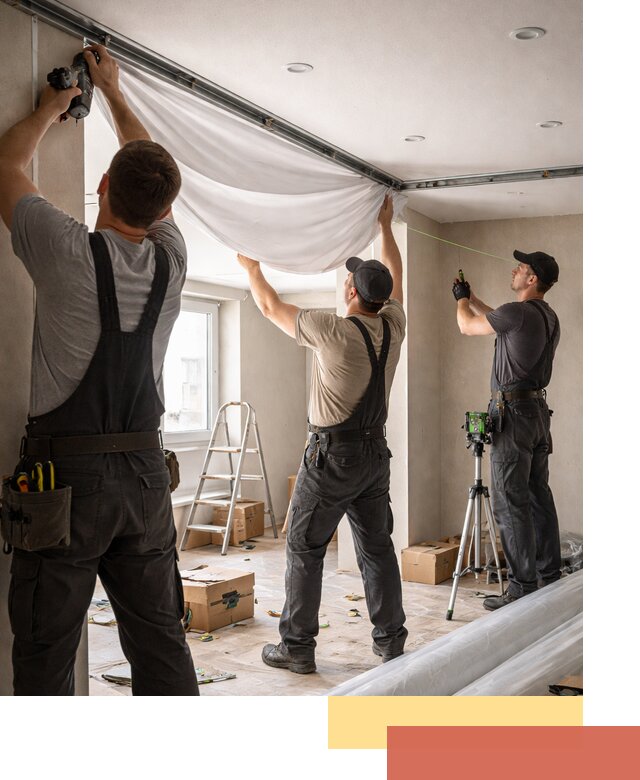 Монтаж парящего натяжного потолка под ключ в Сорочинске