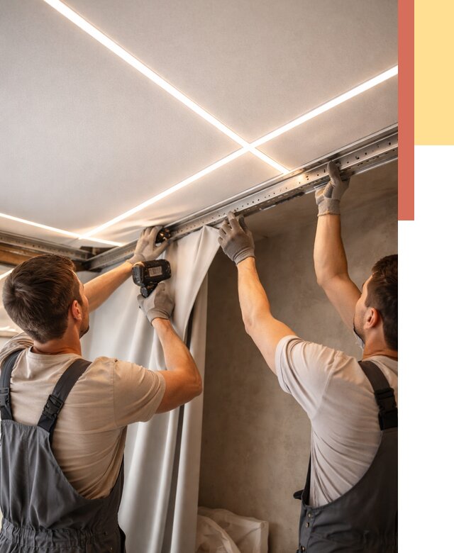 Монтаж натяжного потолка со световыми линиями в Сорочинске от 1239 руб. | ОТДЕЛОЧНИК-Срч