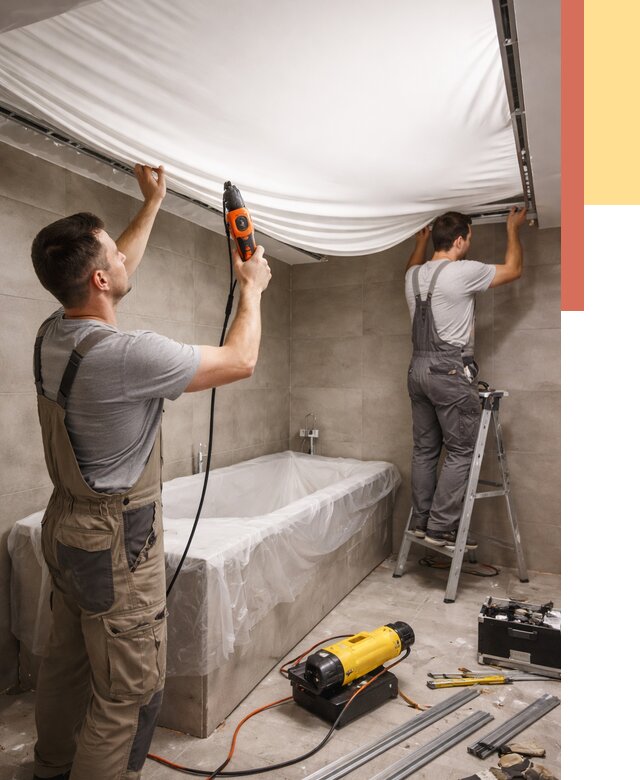 Монтаж натяжного потолка в ванной в Сорочинске от 1239 руб. под ключ | ОТДЕЛОЧНИК-Срч