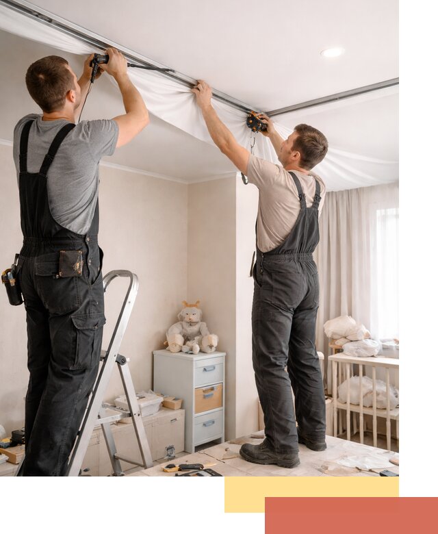 Монтаж натяжного потолка в детской комнате в Сорочинске